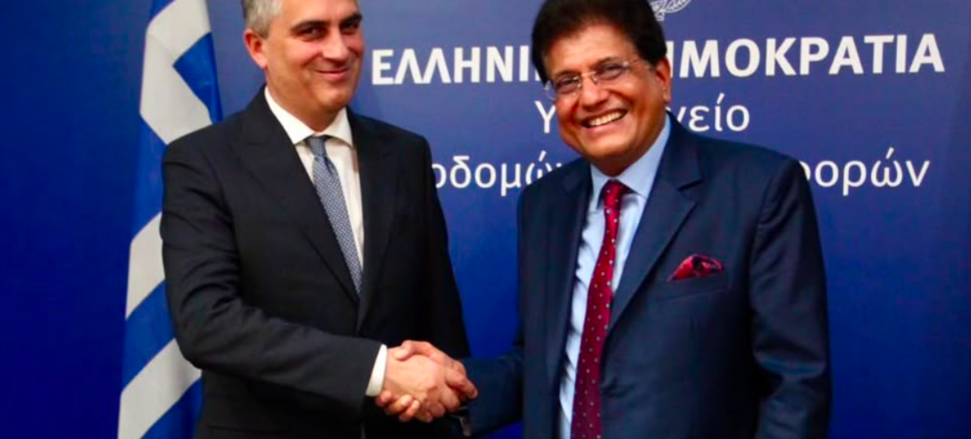 Συνάντηση του Υπουργού Υποδομών και Μεταφορών Χρίστου Δήμα με τον Ινδό Υπουργό Εμπορίου και Βιομηχανίας Piyush Goyal